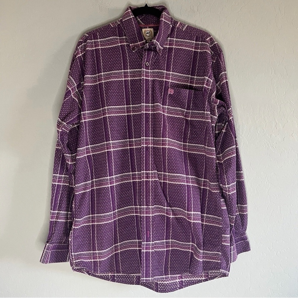 Cinch Men's Long‎ Sleeve Button Down Print Shirt Purple Medium MTW1103972